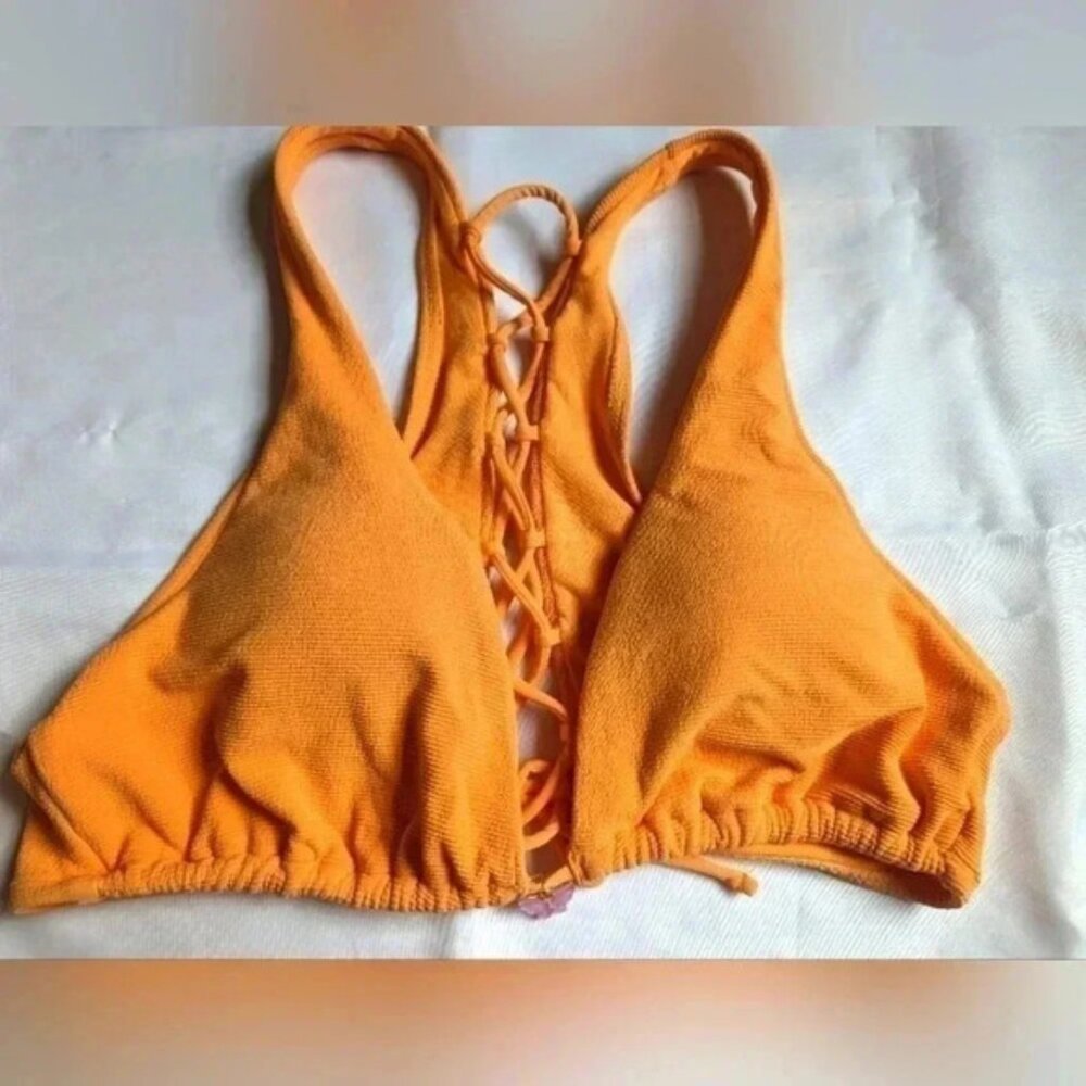 Orange strappy bikini top